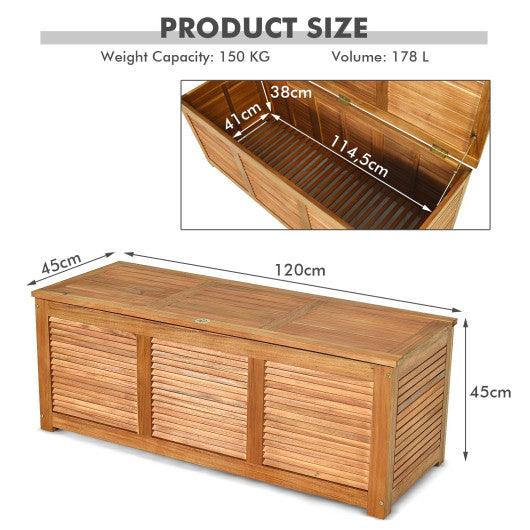 47 Gallon Acacia Wood Storage Bench Box for Patio Garden Deck at Set Shop and Smile