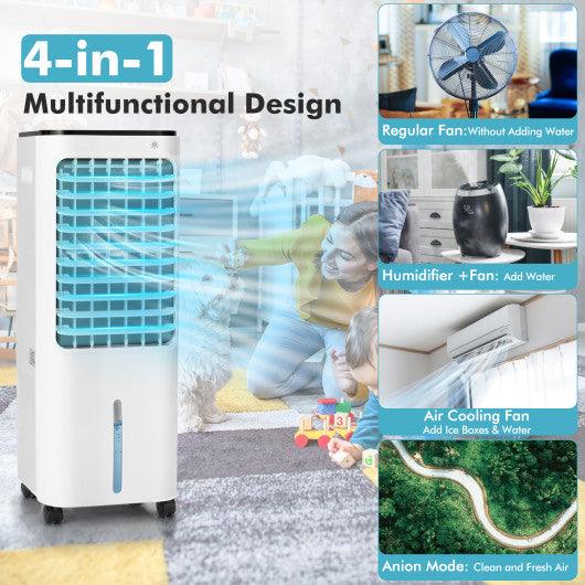 4-in-1 Evaporative Air Cooler with 12L Water Tank and 4 Ice Boxes-White at Set Shop and Smile
