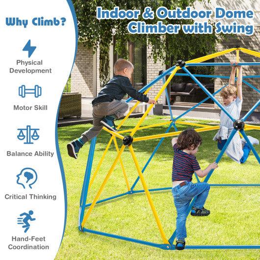 10 Feet Dome Climber with Swing and 800 Lbs Load Capacity-Multicolor at Set Shop and Smile