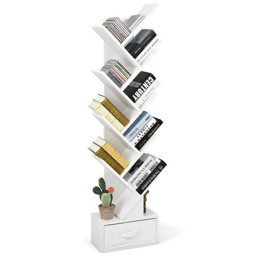 10-tier Tree Bookshelf with Drawer Free-standing Storage Bookcase at Set Shop and Smile