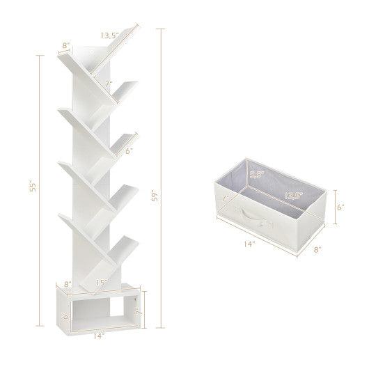 10-tier Tree Bookshelf with Drawer Free-standing Storage Bookcase at Set Shop and Smile