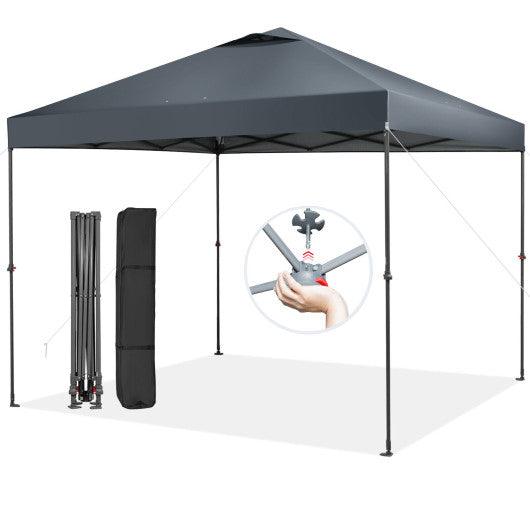 10 x 10 Feet Foldable Outdoor Instant Pop-up Canopy with Carry Bag-Gray at Set Shop and Smile