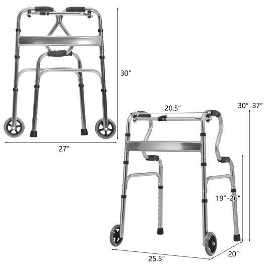 Aluminum Heavy-Duty Folding Wheeled Stand-Assist Walker-Gray at Set Shop and Smile