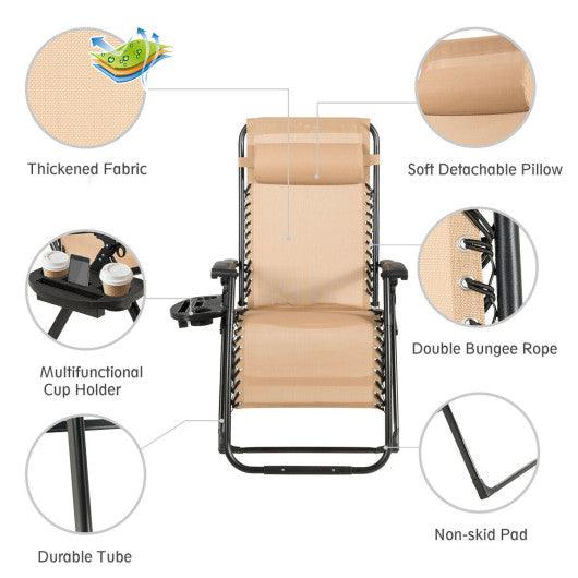Oversize Lounge Chair with Cup Holder of Heavy Duty for outdoor-Beige at Set Shop and Smile