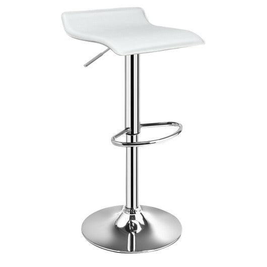 Set of 2 Adjustable PU Leather Backless Bar Stools-White at Set Shop and Smile