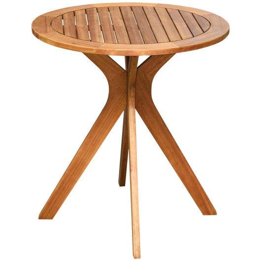 27 InchOutdoor Round Solid Wood Coffee Side Bistro Table at Set Shop and Smile