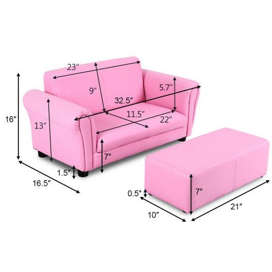Soft Kids Double Sofa with Ottoman-Pink at Set Shop and Smile