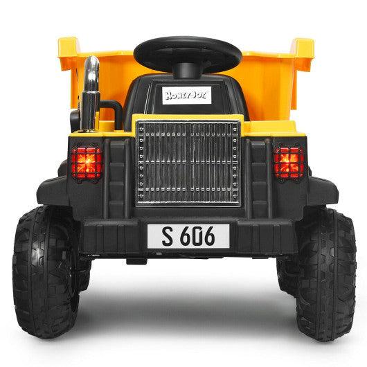 12V Battery Kids Ride On Dump Truck with Electric Bucket at Set Shop and Smile