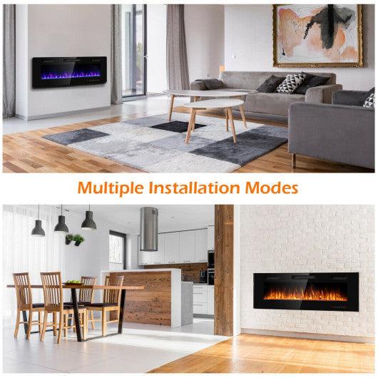 50 Inch Recessed Ultra Thin Electric Fireplace with Timer at Set Shop and Smile
