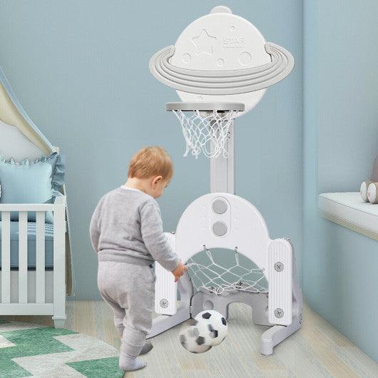 3 in 1 Kids Basketball Hoop Set with Balls-White at Set Shop and Smile