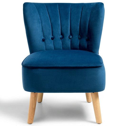 Armless Accent Chair Tufted Velvet Leisure Chair-Blue at Set Shop and Smile