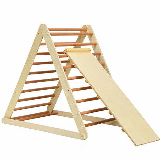 Foldable Wooden Climbing Triangle Indoor with Ladder for Toddler Baby-Natural at Set Shop and Smile