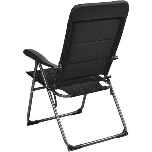Set of 4 Patio Folding Chairs with Adjustable Backrest-Black at Set Shop and Smile