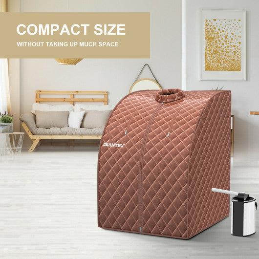 Portable Personal Steam Sauna Spa with 3L Blast-proof Steamer Chair-Coffee at Set Shop and Smile