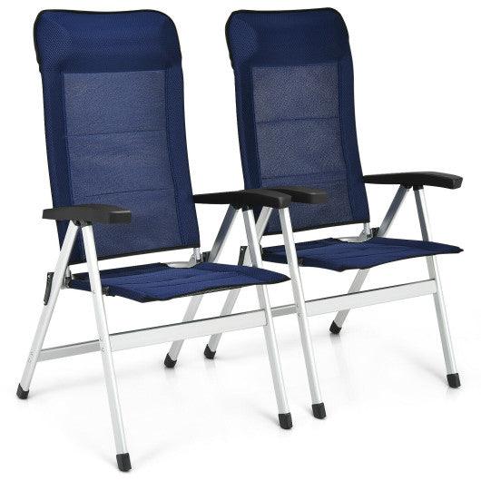 2Pcs Patio Dining Chair with Adjust Portable Headrest-Blue at Set Shop and Smile