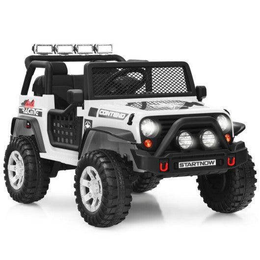 12V Kids Remote Control Electric Ride On Truck Car with Lights and Music -White at Set Shop and Smile