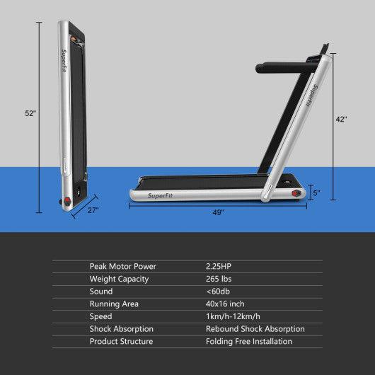 2-in-1 Electric Motorized Health and Fitness Folding Treadmill with Dual Display-Silver at Set Shop and Smile
