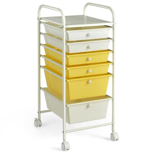 6 Drawers Rolling Storage Cart Organizer-Yellow at Set Shop and Smile