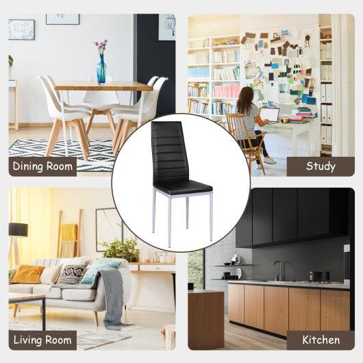 4 pcs PVC Leather Dining Side Chairs Elegant Design -Black at Set Shop and Smile