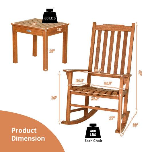 3 Pieces Eucalyptus Rocking Chair Set with Coffee Table at Set Shop and Smile