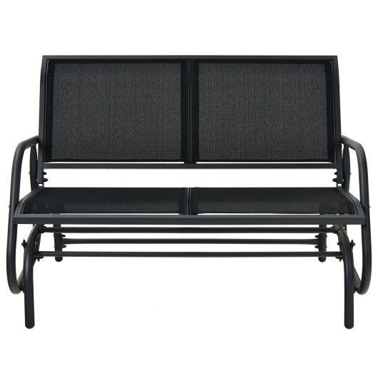 Swing Glider Chair 48 Inch Loveseat Rocker Lounge Backyard-Black at Set Shop and Smile