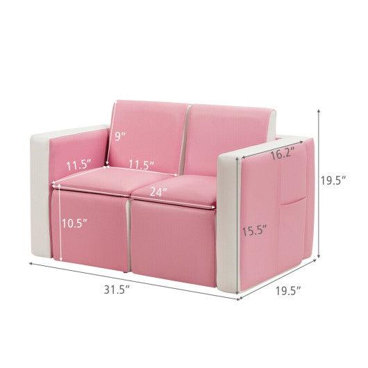 Multi-functional Kids Sofa Table Chair Set-Pink at Set Shop and Smile