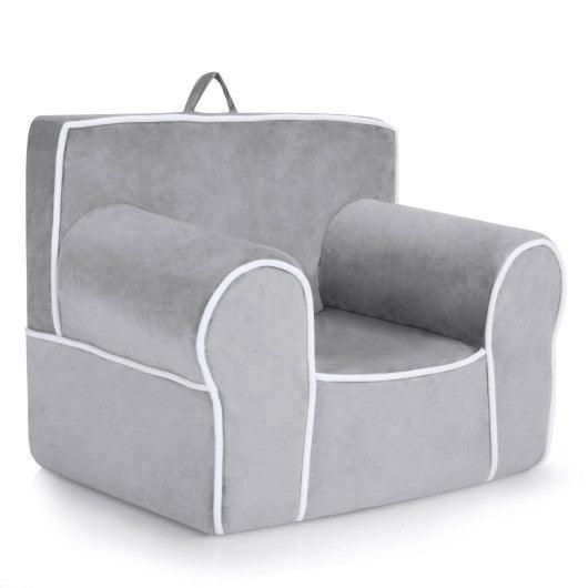 Upholstered Kids Sofa with Velvet Fabric and High-Quality Sponge-Gray at Set Shop and Smile