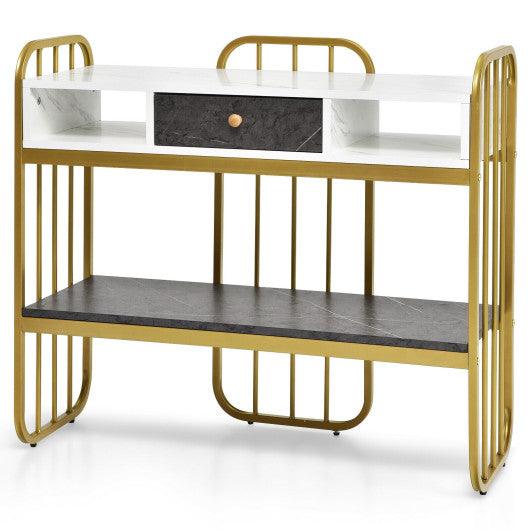 Console Table with Drawer Storage Shelf Wide Tabletop-White at Set Shop and Smile