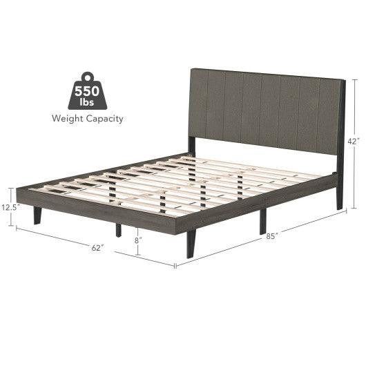 Queen Size Upholstered Bed Frame with Tufted Headboard at Set Shop and Smile