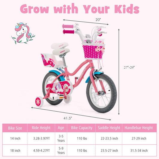Kids Bicycle with Training Wheels and Basket for Boys and Girls Age 3-9 Years-14" at Set Shop and Smile