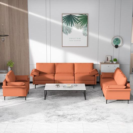 Large 3-Seat Sofa Sectional with Metal Legs and 2 USB Ports for 3-4 people-Red at Set Shop and Smile