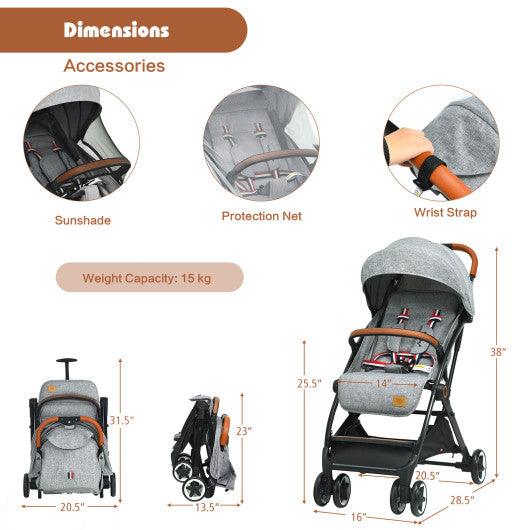 Lightweight Aluminium Frame Baby Stroller with Net-Gray at Set Shop and Smile