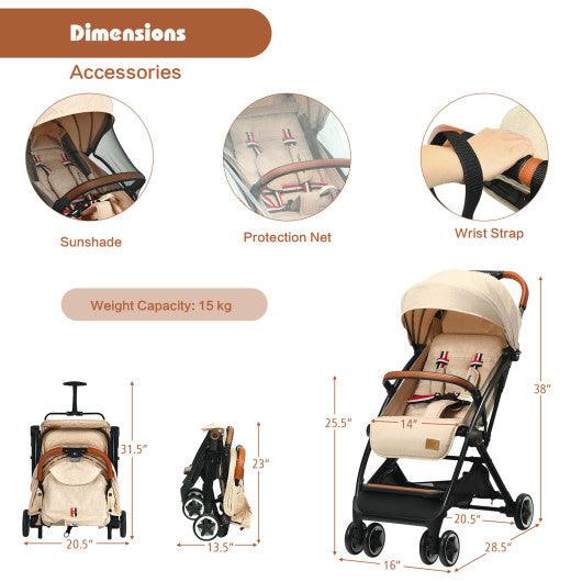 Lightweight Aluminium Frame Baby Stroller with Net-Beige at Set Shop and Smile