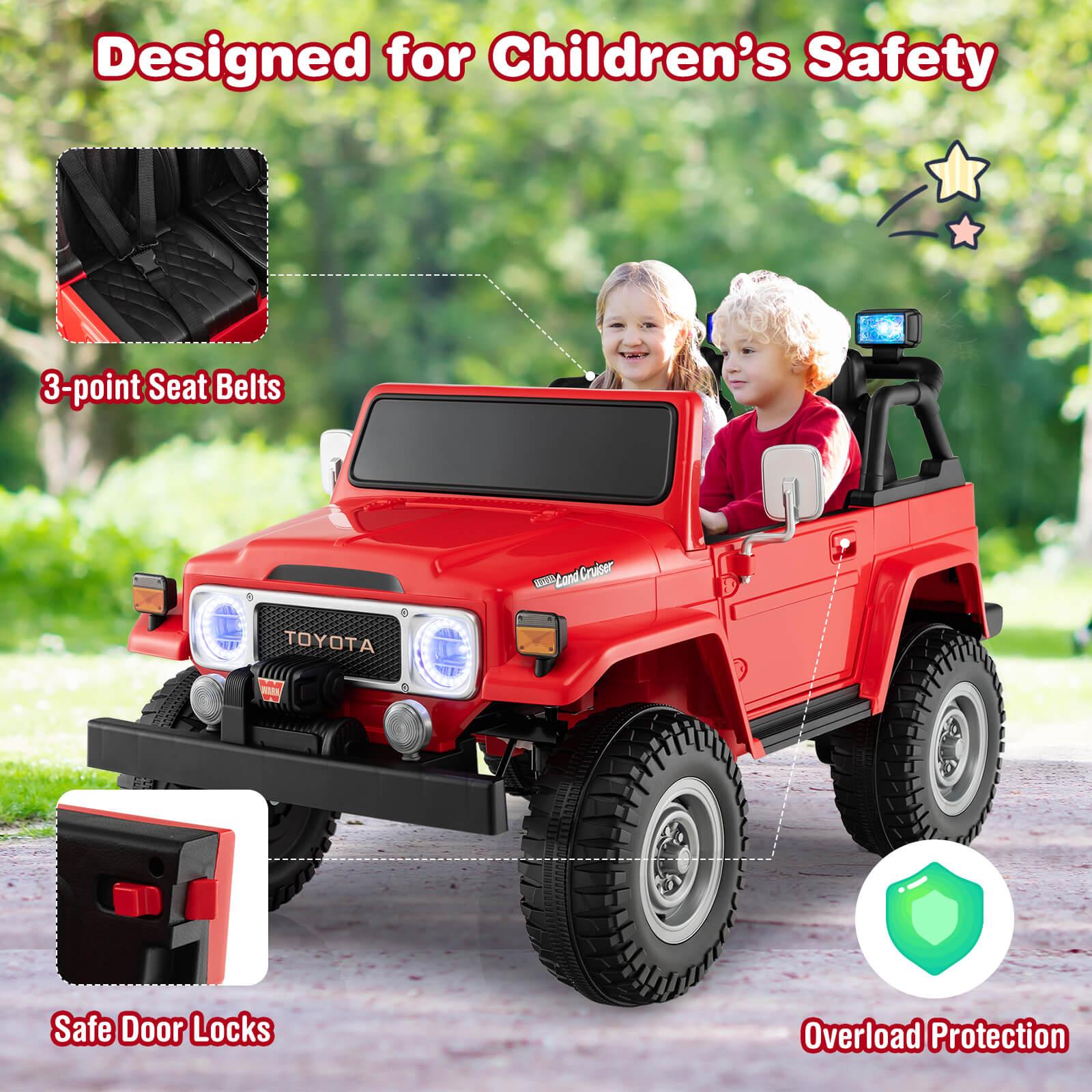 12V 2-Seat Licensed Kids Ride On Toyota FJ40 Car with 2.4G Remote Control-Red at Set Shop and Smile