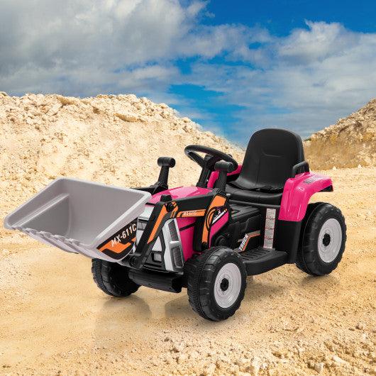 12V Battery Powered Kids Ride on Excavator with Adjustable Arm and Bucket-Pink at Set Shop and Smile