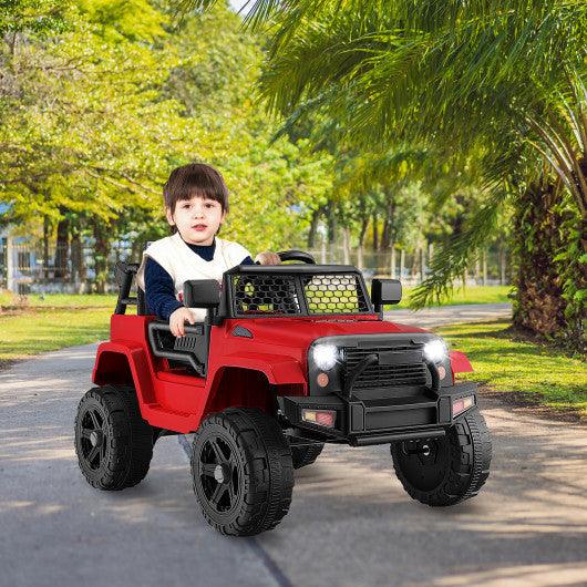 12V Kids Ride On Truck with Remote Control and Headlights-Red at Set Shop and Smile
