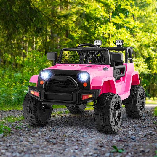 12V Kids Ride On Truck with Remote Control and Headlights-Pink at Set Shop and Smile