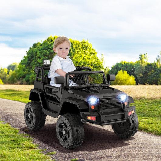 12V Kids Ride On Truck with Remote Control and Headlights-Black at Set Shop and Smile