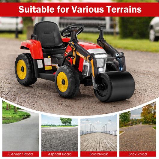 12V Kids Ride on Road Roller with 2.4G Remote Control-Red at Set Shop and Smile