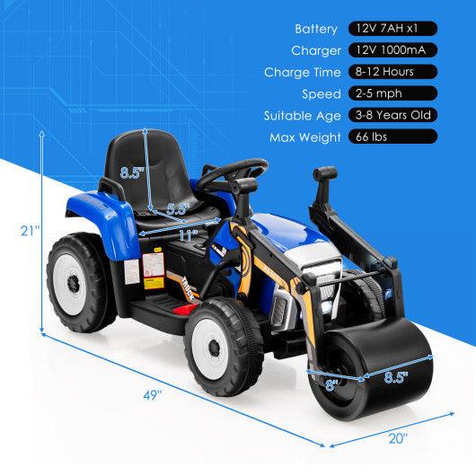 12V Kids Ride on Road Roller with 2.4G Remote Control-Blue at Set Shop and Smile