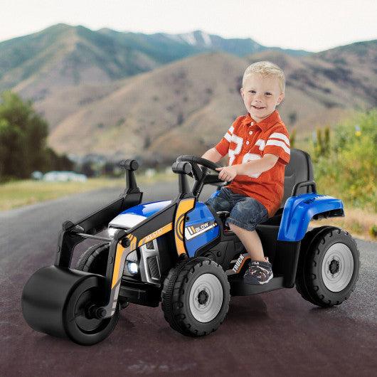 12V Kids Ride on Road Roller with 2.4G Remote Control-Blue at Set Shop and Smile