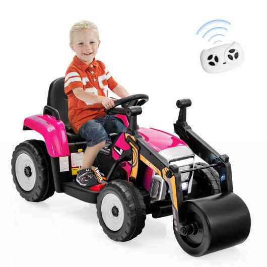 12V Kids Ride on Road Roller with 2.4G Remote Control-Pink at Set Shop and Smile
