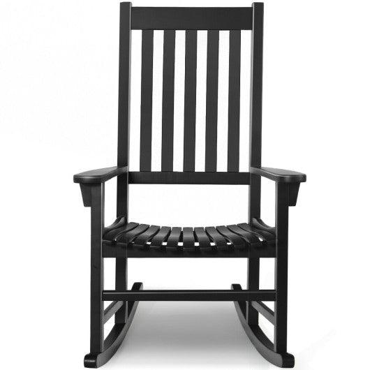 Indoor Outdoor Wooden High Back Rocking Chair-Black at Set Shop and Smile