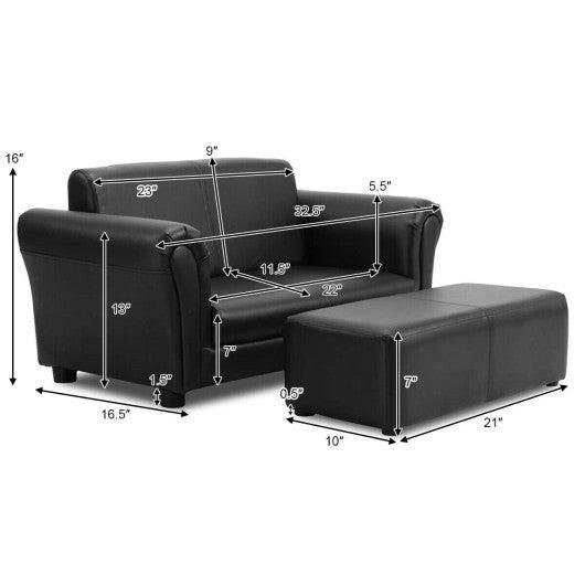 Black/White Kids Double Sofa with Ottoman-Black at Set Shop and Smile