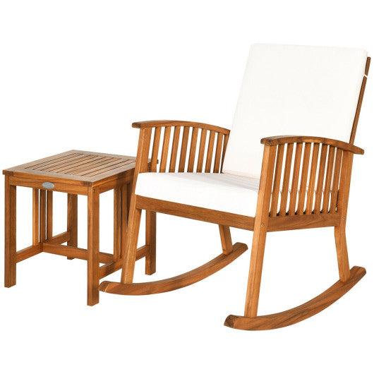 2 Pieces Acacia Wood Patio Rocking Chair Table Set at Set Shop and Smile