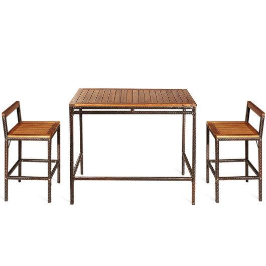 3 Pieces Patio Rattan Wicker Bar Dining Furniture Set at Set Shop and Smile