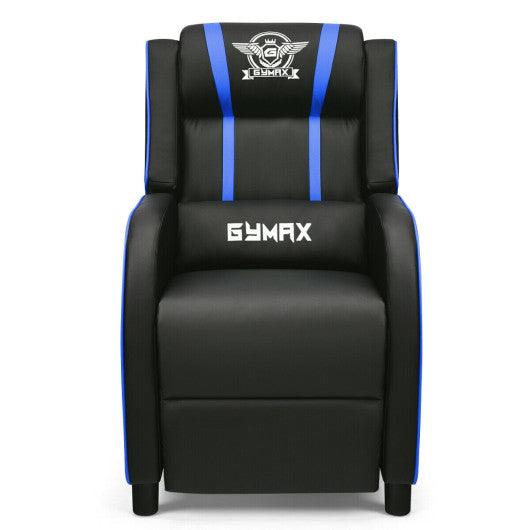 Massage Racing Gaming Single Recliner Chair-Blue at Set Shop and Smile