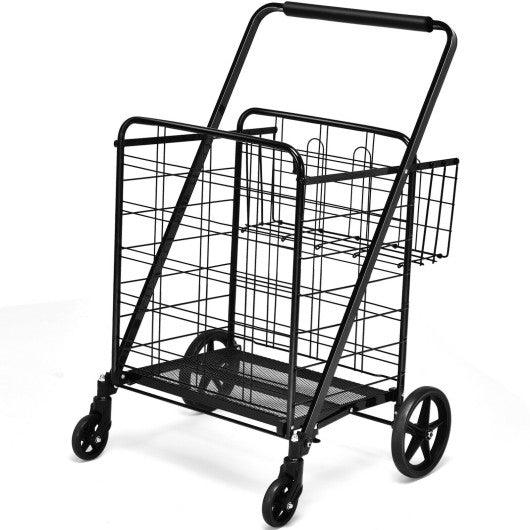 Heavy Duty Folding Utility Shopping Double Cart-Black at Set Shop and Smile