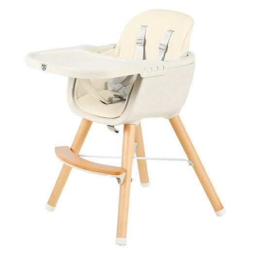 3-in-1 Convertible Wooden High Chair with Cushion-Beige at Set Shop and Smile