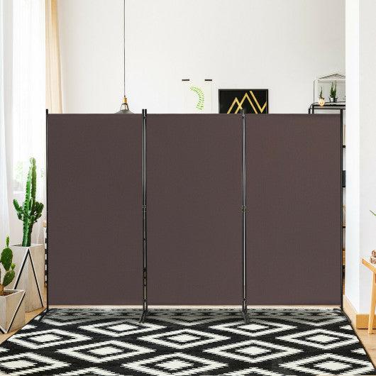 3-Panel Room Divider Folding Privacy Partition Screen for Office Room-Brown at Set Shop and Smile